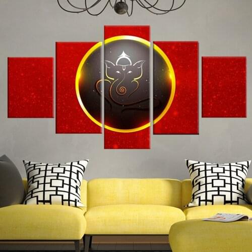 5 Piece Lord Ganesh Wall Art Canvas Poster and Print Canvas Painting Decor Picture Canvas Painting Home Decor