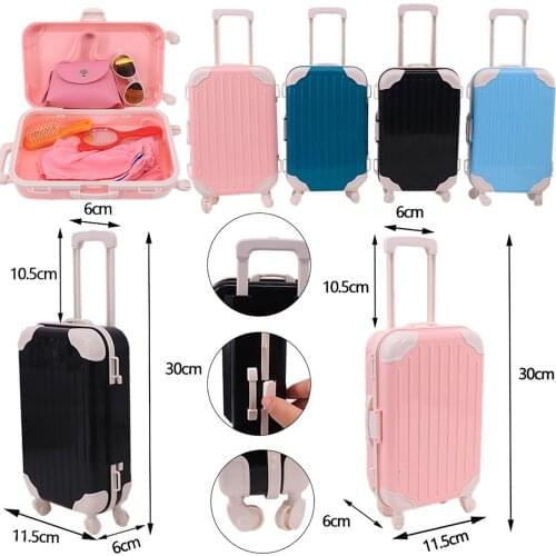 Doll Accessories Suitcase Telescopic Handle For 18 Inch American Doll 43 Cm Baby Reborn Doll Clothes Storage,Travel Box Toy Gift
