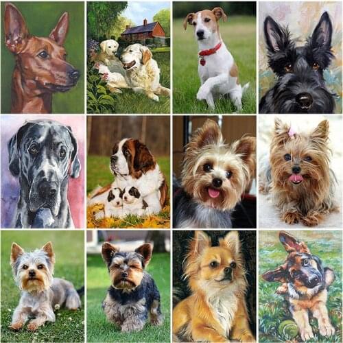 DIY 5D Diamond Painting Dog Animal Mosaic Picture Rhinestone Full Round Diamond Embroidery Cross Stitch Art Christmas Gifts Dogs