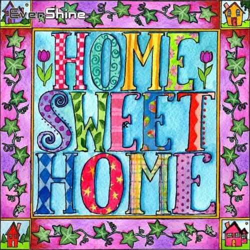 EverShine Diamond Painting Text Cross Stitch Diamond Embroidery Sweet Home Mosaic Art Kits Landscape Rhinestones Home Decor