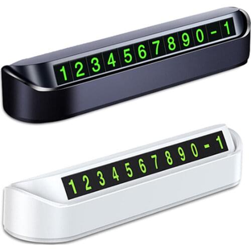 Car Hidden Mobile Phone Number Plate Phone Number Display Temporary Parking Card for Vehicles Dashboard, Black, White