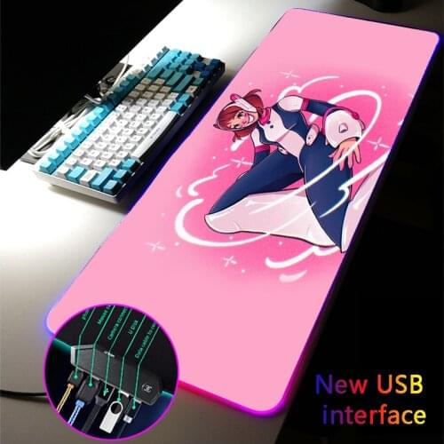 Anime Girl Multi-interface Large RGB Gaming Mouse Pad Kawaii Pink Four USB Docking Dock USB HUB Typec Interface Gamer Desk Mat