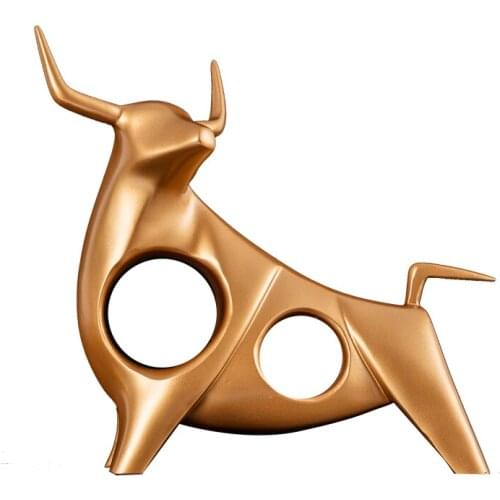 Cow Statue Home Decor Living Room Bull Sculpture Wine TV Cabinet Ornament Crafts Abstract Animal Figurine Office Resin Art Gift