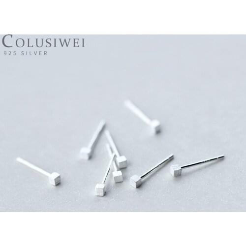 Colusiwei Classic New 925 Sterling Silver Simple Square Shape Stud Earrings for Women Fashion Geometric Korea Style Jewelry