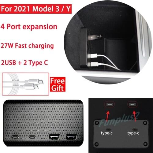 For 2021 Tesla Model3 / Y HUB Tesla Model Y Accessories USB Splitter Hub Docking Station Speed Max Hub Extender Charger