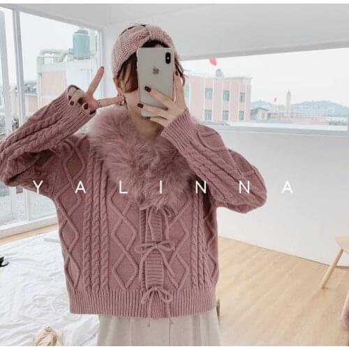 Jumper Poncho Women Sweaters And Cotton Spandex Wool 2020 New Sweater Women Sweet Girl Real Collar Simple Knot Diamond Knitted