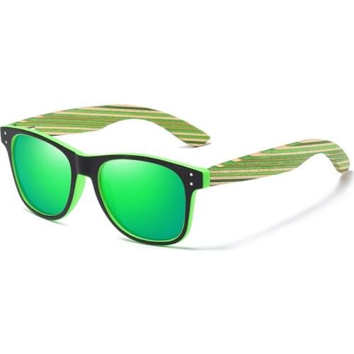 EZREAL Polarized Sunglasses for Boys and Girls with Recycled Frames and Color Wood Temples S5088