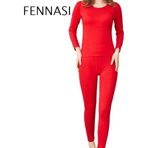 FENNASI Womens Low Neck Cotton Thermal Underwear Trousers Big Round Elasticity Slim Fashion Autumn Winter Clothes Long Sleeves
