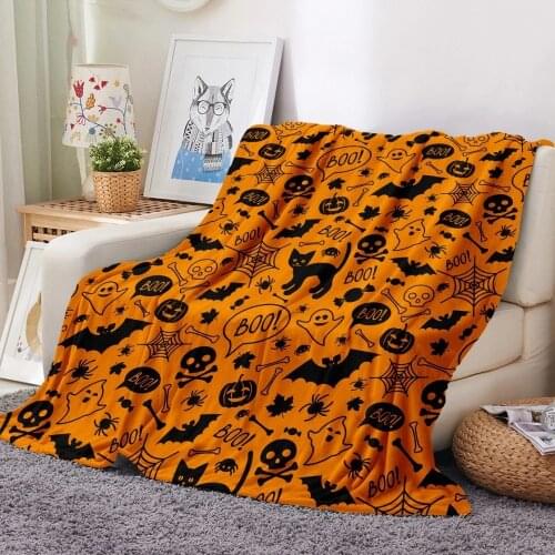 Happy Halloween Flannel Blanket Cartoon Christmas Gifts Coral Fleece Blanket for Bedroom Throw Blanket for Kids Gift Blanket