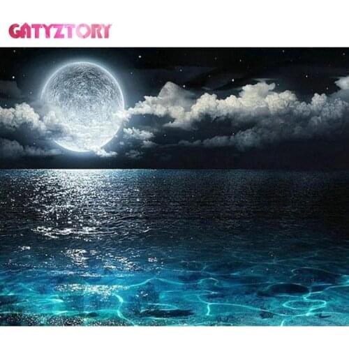 GATYZTORY Moon night Picture Diamond Embroidery 5D DIY Diamond Painting Full Square/Round Drill Mosaic Painting Cross Stitch