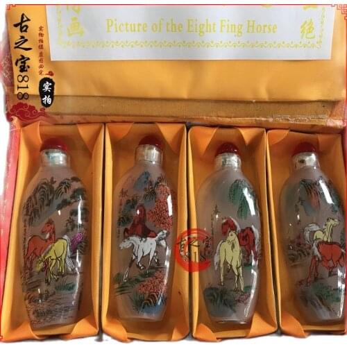 Chinese glass snuff bottle inner (classic Bajun picture snuff bottle) 4-piece set