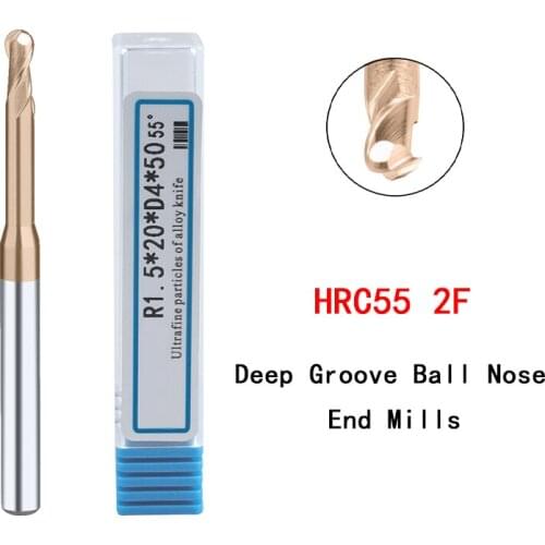 Tungsten Steel Material Deep Groove Ball Nose End Mills HRC55 2F Efficient And Durable CNC Machine Tools Alloy Milling Cutter