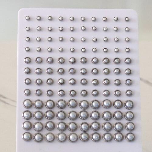 60 Pairs Gold/Silver Color Round Stud Earrings with Imitation Pearl Earrings 316L Stainless Steel Wholesale Jewelry Accessories