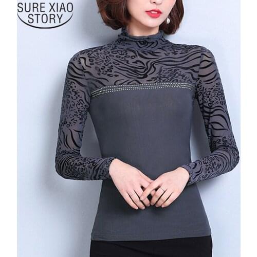 Fashion Autumn Long Sleeve Blouse Casual Mesh Slim Tops 5XL Red Blouse Korean Clothing Blusas Mujer De Moda 2021 5933 50