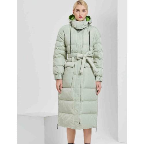 Fashion Sleeves Detachable Fluffy Down Coat Female Winter Oversized Thicker Warm Down Jacket Hooded Down Parkas With Belt F2206