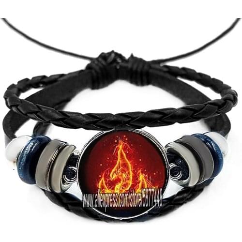New Avatar The Last Airbender Bracelet Glass Cabochon Bangle Air Nomad Fire and Water Tribe Multi-layer Leather Bracelet