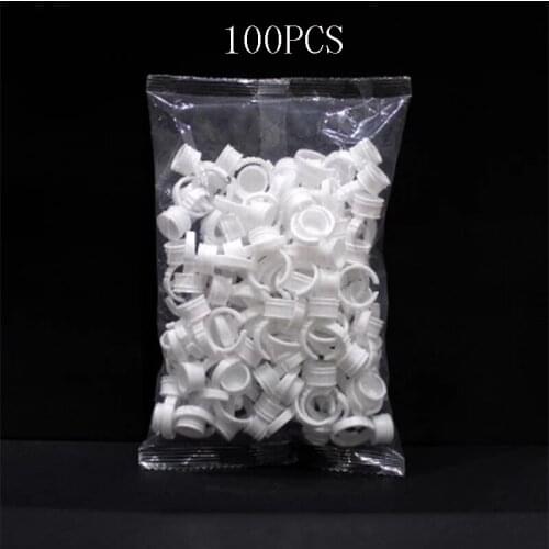 100pcs Disposable Permanent Makeup Ring No Divider Medium Size Tattoo Ink Eyebrow Lip Tattoo Pigments Holder Rings Container/Cup