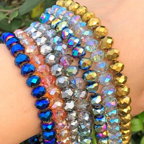 Wholesale AB Clear Multicolor Austria Crystal Glass Bead Faceted Rondelle Loose Spacer Beads For Jewelry Making Diy Accessories