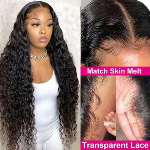 4X4 5x5 6x6 Lace Closure Wig Remy Brazilian Deep Wave Frontal Wig 13x6 Lace Front Human Hair Wigs For Women Pre Plucked Hairline