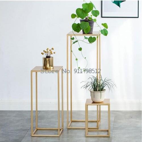 Nordic light luxury flower shelf wrought iron metal simple modern living room indoor flower pot stand green radish floor storage