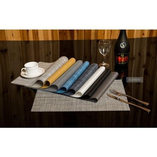 Simple Solid Color Non-slip PVC Teslin Table Mat Hotel Cafe Square Table Mat Bowl Coaster