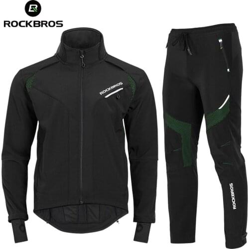 ROCKBROS Winter Cycling Clothing Set Men Women Bicycle Cycling Jersey Top and Pants Windproof Fleece Thermal Skiing Sportswear
