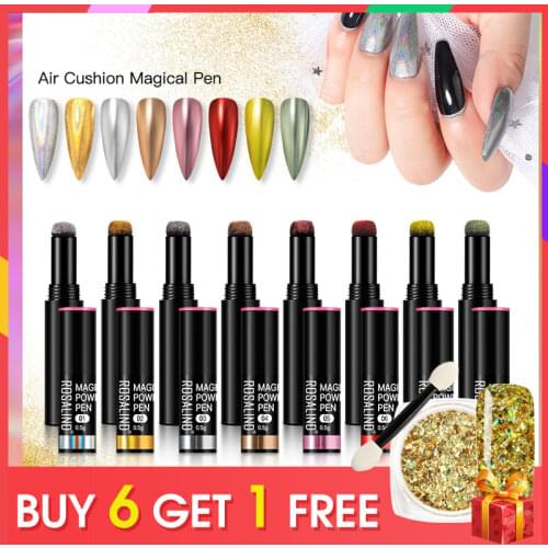 ROSALIND Glitter Mirror Pen Nail Powder Cushion Magic Pen Auroras Laser Mirror UV Gel Polish Shiny Chrome Holographic Dust Nail