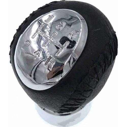Free Shipping 5 Speed Chrome Leather Car Manual Gear Stick Shift Knob HZTWFC-4.1 For Mazda 3 5 6 323 626 RX-8 Premavy Mpv