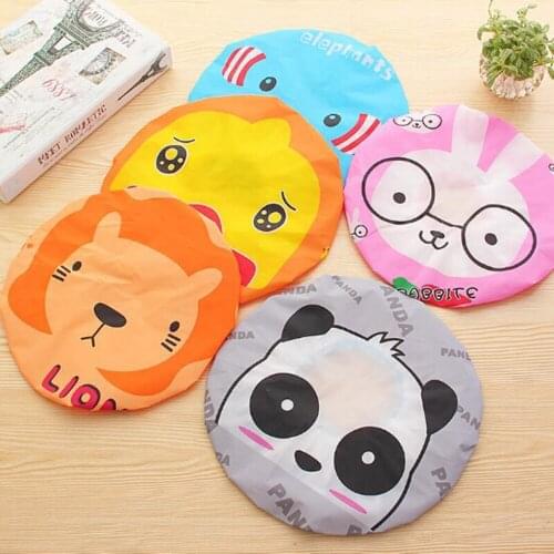 1 PC Cute Cartoon Bath Cap Waterproof Shower Environmental Protection Elastic Band Hat adult lady Japanese Style Shower Cap