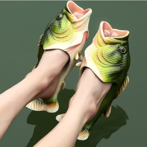 Summer Men Funny Shoes Outdoor Beach Slides Unisex Mens Crazzy Fish Slippers Flip Flops 2021 New