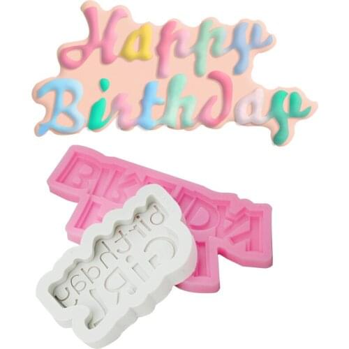 Silicone 3D DIY Happy Birthday Letters Numers Mold For Ice Jelly Chocolate Mold Birthday Cake Decorating Tool Mould