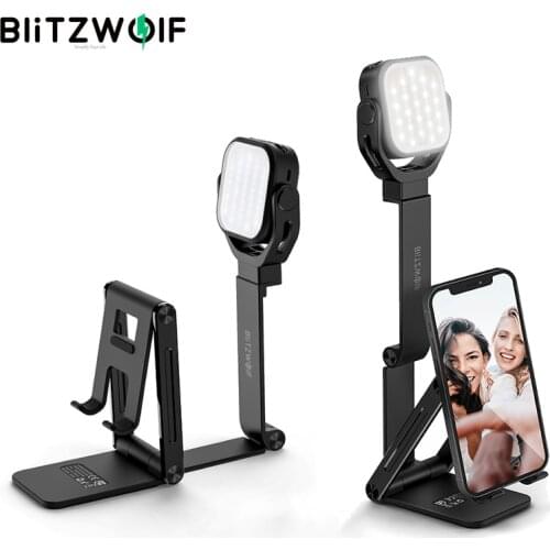 Blitzwolf TS6 Foldable MultiAngle Fill Light Desktop Phone Holder 5W 2000k-5000k LED Photography Light for Selfie Live Streaming