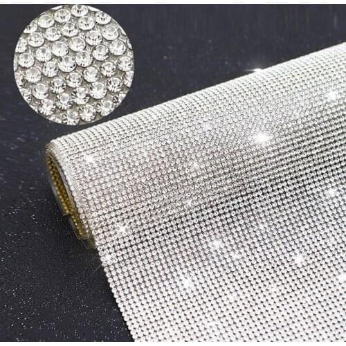 SS6 2mm Full Diamond Crystal Rhinestone Sticker Shiny Self Adhesive Mesh Motif for Car Clothes Bags Decoration DIY Banding Trim