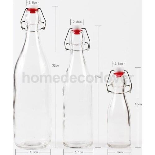 250ml 500ml 1000ml Glass Beer Brewing Bottle Flip Top Water Juice Bottle Wine Liquor Honey Storage Bottle