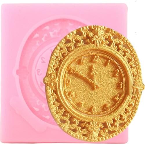 Vintage Clock Silicone Molds Chocolate Cake Border Mold Cupcake Topper Candy Polymer Clay Moulds Fondant Cake Decorating Tools