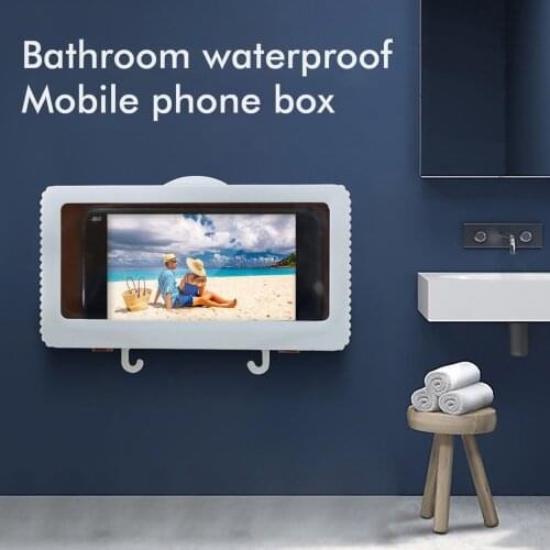 Home Bathroom Wall Waterproof Mobile Phone Box Seal Touch Screen Cellphone Holder For Kitchen Handsfree Sealing Storage Box