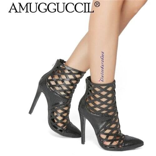 Customize 2020 Plus Big Size 35-47 Black Zip Fashion Sexy High Heel Party Girls Females Lady Sandal Women Summer Boots X1991