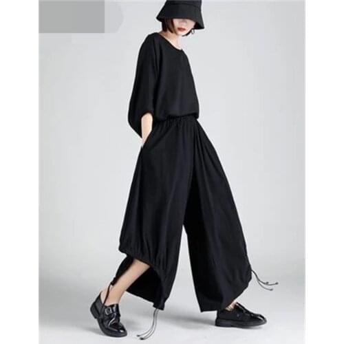 Wide-legged high-waisted women 2021 new bell-bottom pants fashion niche design cool spring and summer crotch pants