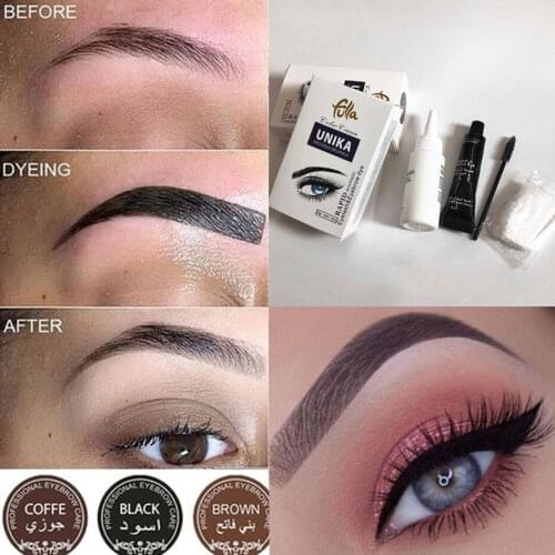 1 Set Eyebrow Dye Kit Eyelashes Cream Professional Natural Plant Color Brow Tint Kit Set Brown Black Eyebrow Gel Easy Dye