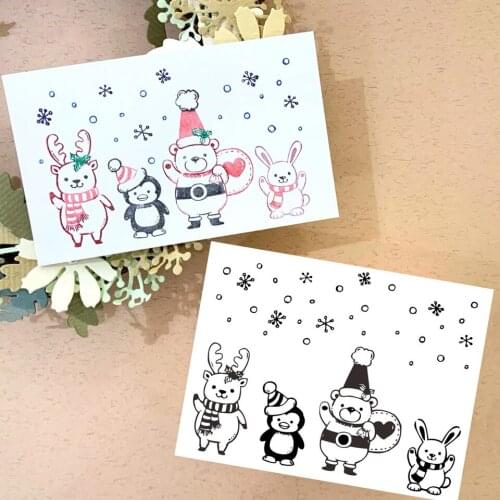12*9.5 Winter Bear Transparent Clear Silicone Stamp Seals for DIY Scrapbooking Photo Album Decorative Card Making