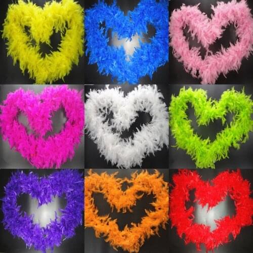 2meters 80grams Fluffy Turkey Feathers Boa Fringe Trim DIY Needlework Accessories Wedding Car Decoration Party Plumes for Crafts
