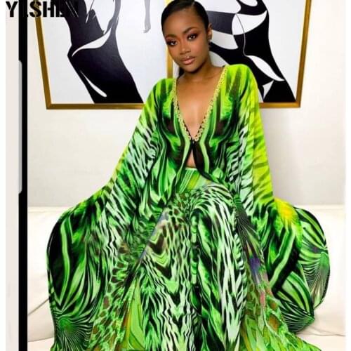 2021 Summer Clothes African Dresses for Women Two 2 Piece Set Muslim Maxi Dress Sets Pants Suits Abaya Dubai Robe Longue Femme