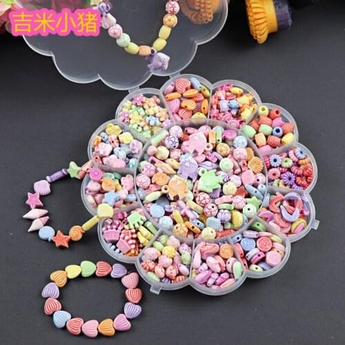 450pcs Acrylic hand-beaded beads childrens puzzle toy creative weaving bracelet necklace Girl handmade kids DIY materials bag