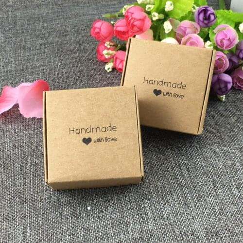 50PCS Kraft Gift Boxes,Wedding Candy Box Paper Packaging Boxes DIY "Handmade with love" Gift Stroage boxes For Handicraft/Gift