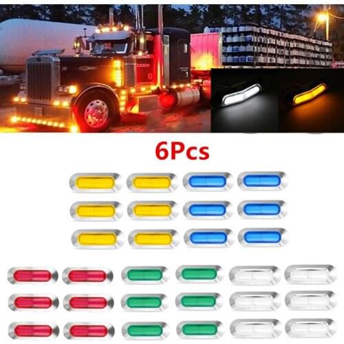 6x 12V 24V 4 LED Car Truck Side Marker Lights External Warning Tail Light Indicator Signal Brake Lamp For Trailer Lorry Bus Boat