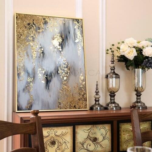 Abstract Golden Oil Painting On Canvas for Living Room Print Canvas Modern Wall Art Poster Picture for Interior Loft Home Decor