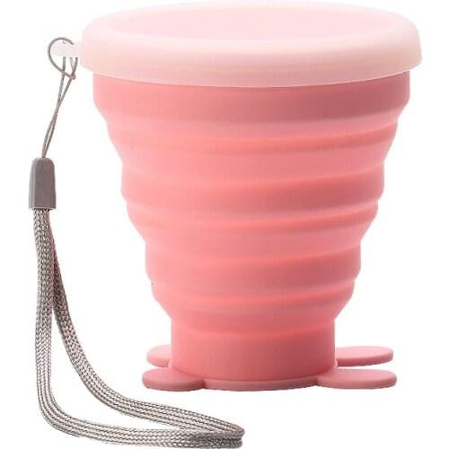 Water bottles New portable silicone folding cup High temperature resistant cup Outdoor travel sports with lid cup 200 ml