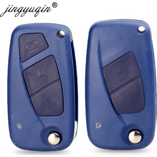 Jingyuqin Blue Key Case Fob for Fiat Panda Idea Punto Stilo Iveco 2/3 Button Key Shell Remote Flip Folding Replacement