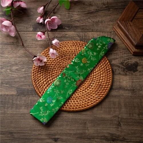 Chinese Style Hand Fan Cover Bag Vintage Embroidery Floral Handheld Folding Fan Sleeve Protector Dustproof Holder Pouch W3JE