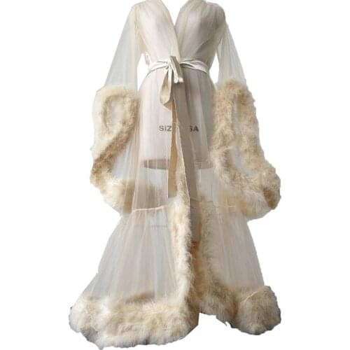 Womens Feather Edge Tulle Illusion Long Bridal Robe Wedding Scarf New Custom Made